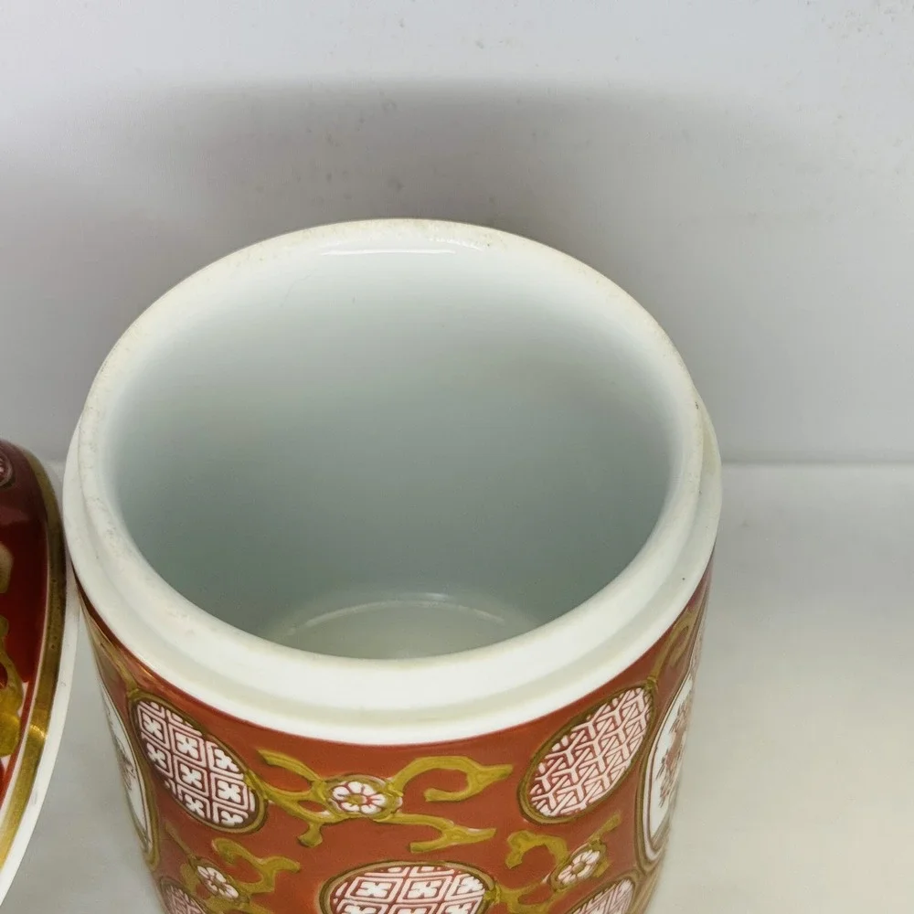Vintage‎ Gold Imari Hand Painted Spice Tea Jar with Lid Red Gold Japanese Floral